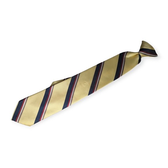 Vintage Yellow, Navy & Red Striped Clip On Tie - Picture 1 of 6